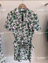 MAJE vintage plant print lapel collar waistband jumpsuit shorts 21 spring summer womens MFPCO00168