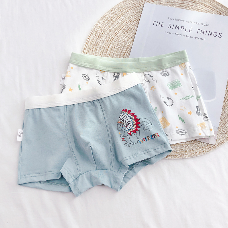 Boy Pure Cotton Briefs Slim summer 2022 new children Four corner pants Cartoon printed CUHK Scout four-corner shorts