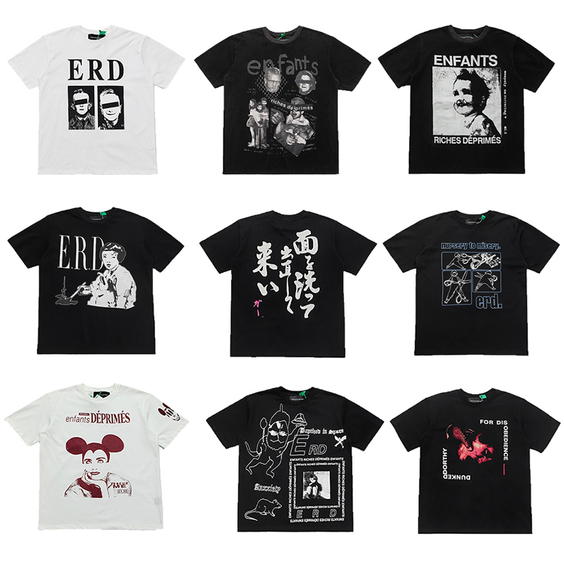 Erd Melancholic Rich Second-Generation Style Washed Vintage Short-Sleeve American Trendy Brand Cleanfit Pure Cotton High Street T-Shirt Summer