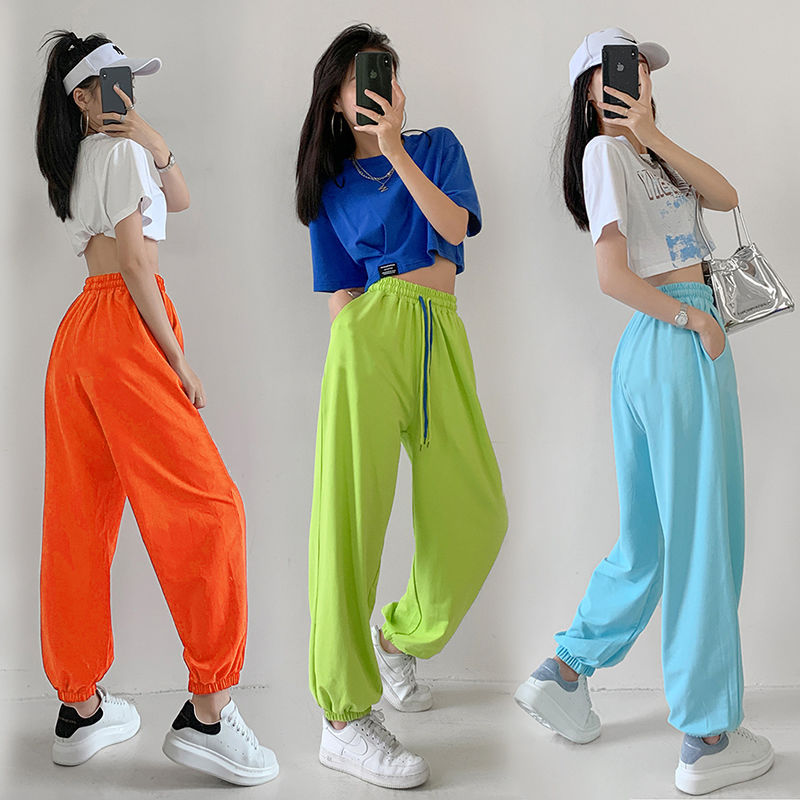 Loose Jogger Pants for Women, High-Waisted, Wide-Leg, Thin, Jazz Hip-Hop Street Dance Sweatpants, Ghost Step Dance Casual Sports Pants