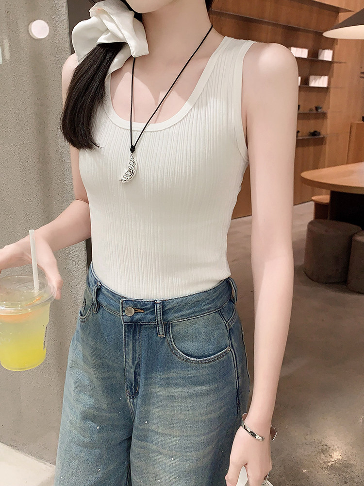 Топы/майки 美洋meiyang【现货】云柔针织背心 天丝棉坑条弹力修身上衣-周二 Beautiful Ocean