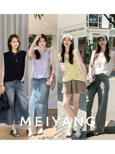 Meiyang Wavy Vest Tianshi в стиле хлопка простой круглый рука