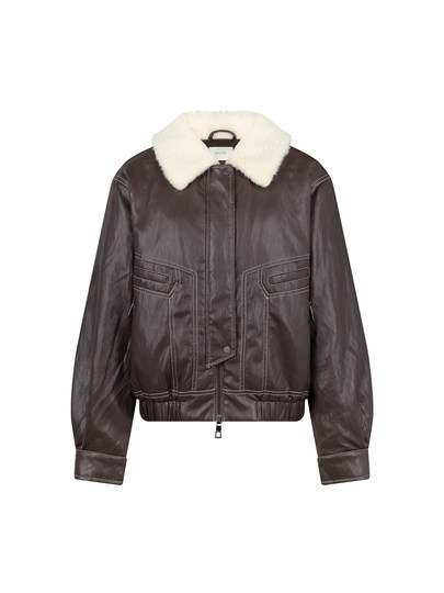 美洋MEIYANG 机车鹅绒服 50+金属丝PU撞色翻领夹克羽绒外套【宽】