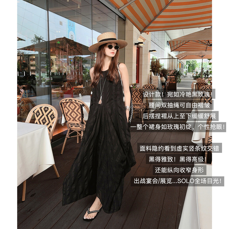 Meiyang Black Rose Dress Dark Striped Lyocell_Crew Neck Tank Dress-A0617 Monday Meiyang Black Rose Dress Dark Striped Lyocell_Crew Neck Tank Dress-A0617 Monday