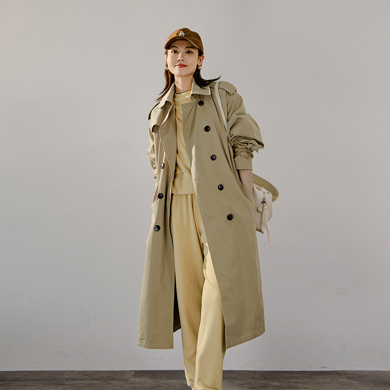 Meiyang MEIYANG (spot) London Past Wind Cloister with its Thrones Inn Wind in the long version of the jacket Spring and Autumn Girl