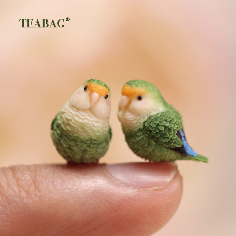 Teabag｜Miniature Lovebird Birthday Gift for Friends, Bird Toy, Bjd Miniature Ob11 Model 1/6 Scale