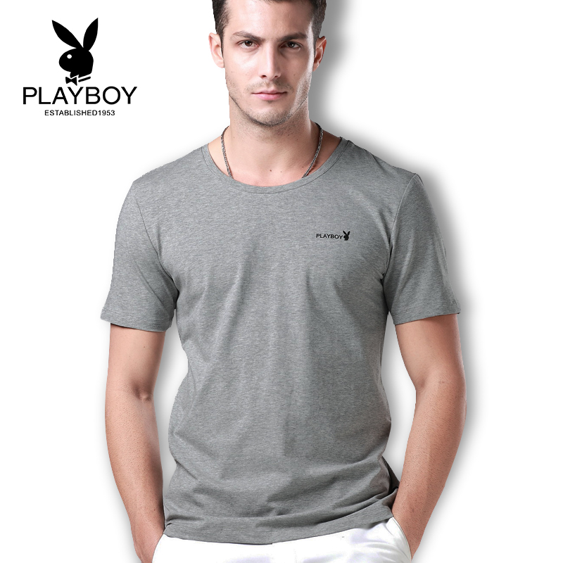 Playboy quần áo mens mùa hè cổ chữ V 2020 bông mới t-shirt vòng cổ xu hướng nửa tay áo ngắn tay phiên bản Hàn Quốc