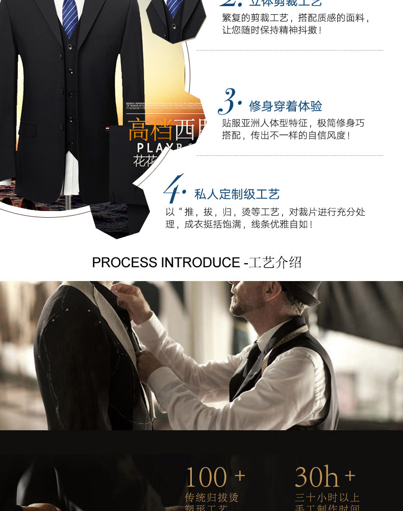 Bộ đồ vest Playboy nam 3 mảnh phù hợp với Slim kinh doanh chuyên nghiệp phù hợp với phù hợp nhất người đàn ông chú rể váy cưới quần áo nam 