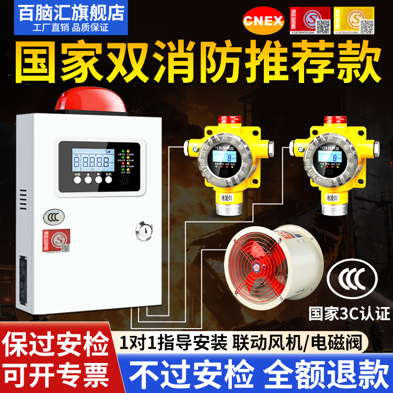Industrial Combustible Gas Detection Alarm Device Commercial Paint Natural Gas Liquefied Gas Leakage Concentration Detector