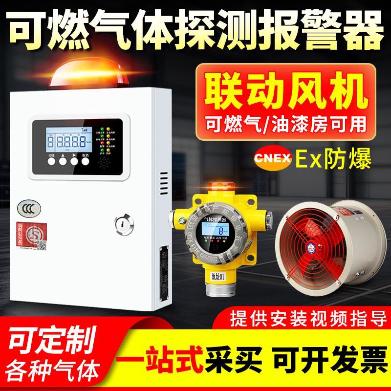 Combustible Gas Detection and Alarm System with Linkage to Ventilation Fans for Industrial Natural Gas, Paint Rooms, and Liquefied Gas Stations, Toxic Gas Controller Combustible Gas Detection and Alarm System with Linkage to Ventilation Fans for Industrial Natural Gas, Paint Rooms, and Liquefied Gas Stations, Toxic Gas Controller