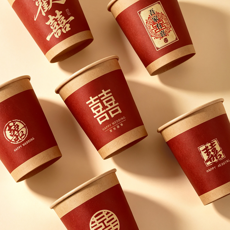Wedding Paper Cups, Thickened Disposable Wedding Cups, Household Wedding Red Festive Water Cups, Wedding Supplies Collection Wedding Paper Cups, Thickened Disposable Wedding Cups, Household Wedding Red Festive Water Cups, Wedding Supplies Collection