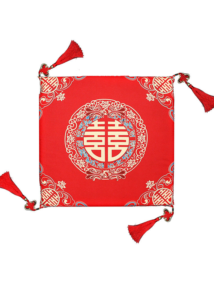 Wedding Kneeling Cushion, Wedding Tea Ceremony Cushion, Wedding Celebration Bride's Enlarged Sitting Cushion, a Pair of Creative Red Kneeling Cushions