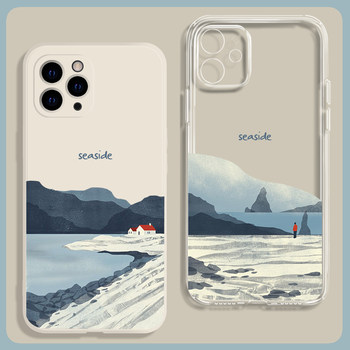 Light blue ins style literary simple coastal mobile phone case