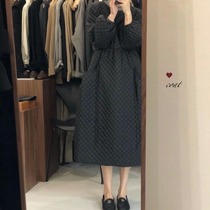 2021 autumn and winter New chic forest long knee wear belt waist cotton clothes womens tide