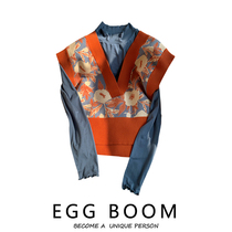 Reduced Age Flowers Sweater Knit Waistcoat Women 2022 Spring Autumn New Korean Version Design Sensation Small Crowdjacket Vest Blouse