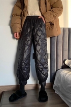 2021 autumn new fashion high waist feet casual pants loose slim thin and thin down cotton pants women wear tide