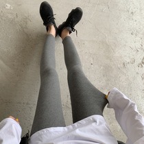2021 autumn and winter bi into Korea vintage leg long elastic waist elastic slim slim thread leggings trousers