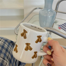 ins style French cream bear chubby Dudu mug mug ceramic cup breakfast coffee cup cute water Cup