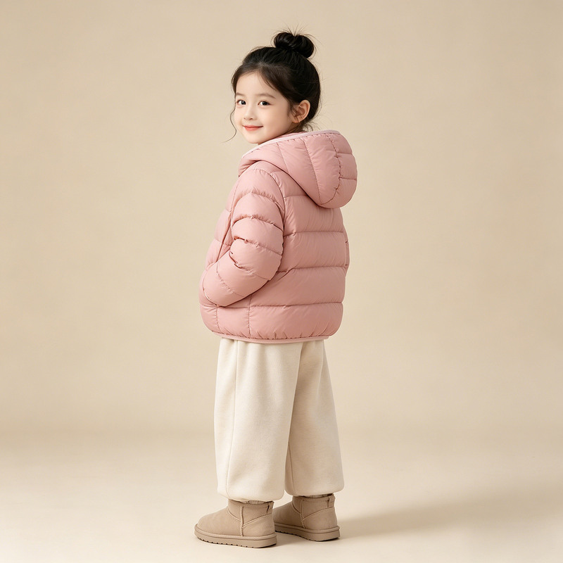 Children's Lightweight down Jacket for Boys and Girls, Short Hooded White Duck down Warm Coat for Autumn and Winter, New Style