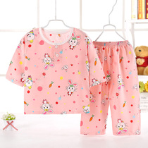 Childrens pajama set 2020 summer new girls thin cotton silk home clothes baby air conditioning suit set