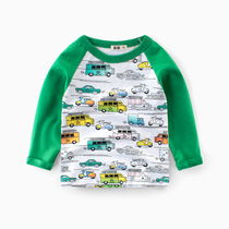 2019 spring childrens clothing childrens long-sleeved T-shirt baby bottoming shirt boys  clothes full of printing car tide fan