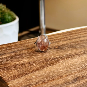 Natural hair crystal ring for women with smooth hair, silver inlaid, fashionable and personalized gift, one thing and one picture
