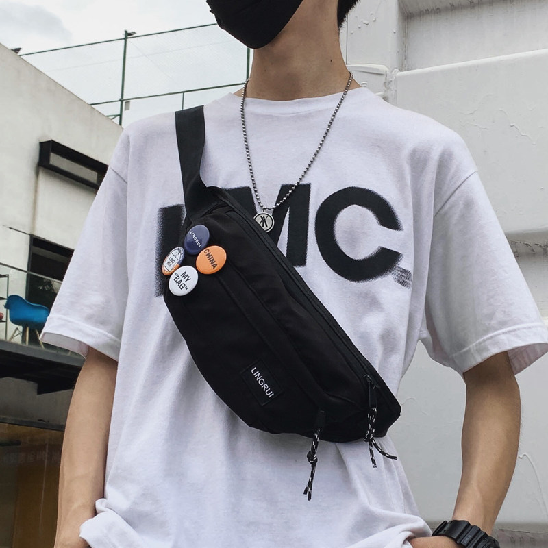 Lamode Japanese chest bag men's tide brand street trend personality messenger bag ins casual sports shoulder bag waist bag