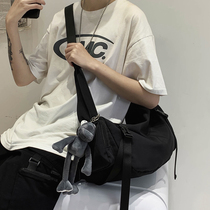 Lamode Day Ensemble Brief single shoulder diagonal satchel Mens dark Black Wind Han prints Tide Card Shipping Motive Capable of Inclined Cross-Pack