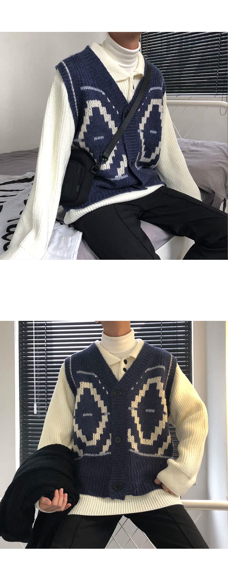 Mùa thu và mùa đông INS siêu lửa áo len cardigan port gió retro CHIC sinh viên ulzzang áo len vest nam thoi trang nam dep