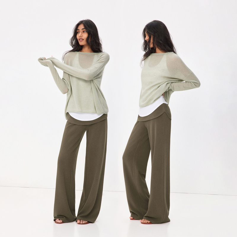 Ra Everyday "Salon Cover-Up" Wool Blend Loose Boat Neck Knit Cover-Up Ra Everyday "Salon Cover-Up" Wool Blend Loose Boat Neck Knit Cover-Up