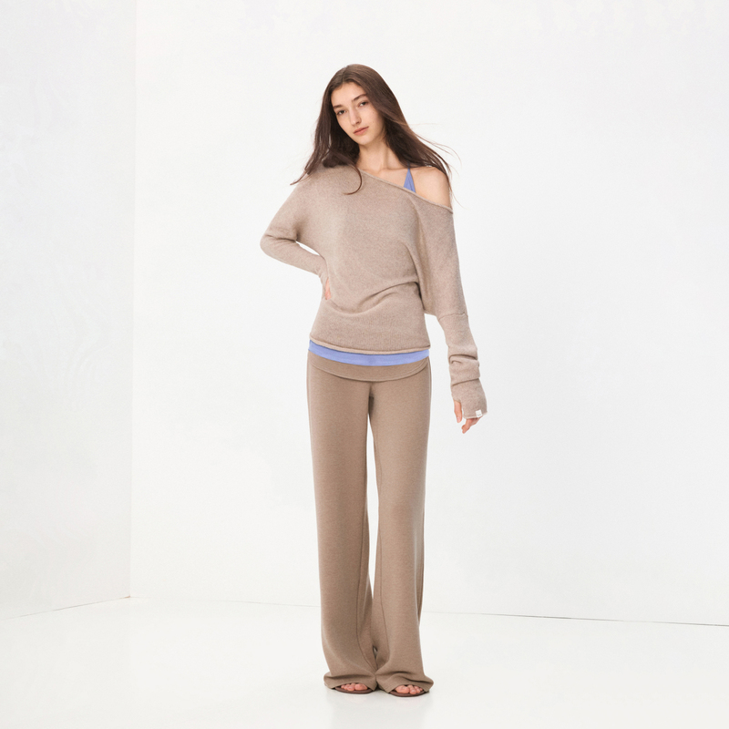 Ra Everyday "Salon Sweater" Cashmere and Mulberry Silk Blend Off-Shoulder Knit Top Ra Everyday "Salon Sweater" Cashmere and Mulberry Silk Blend Off-Shoulder Knit Top