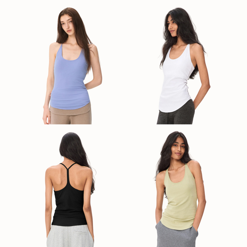 Ra Everyday Curved Detachable Chest Pad U-Neck Racerback Tank Top Black/Mistberry Purple/Tender Fruit Green/White Ra Everyday Curved Detachable Chest Pad U-Neck Racerback Tank Top Black/Mistberry Purple/Tender Fruit Green/White