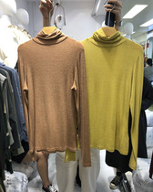 MIG2019 autumn new high neck solid color stretch thin long sleeve T-shirt women slim base shirt top 1002