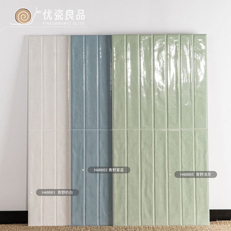 French-Style Cream Tiles, Green Glazed Bathroom Tiles 400X800, Bathroom Wall Tiles, Kitchen Glossy Long Strip Tiles