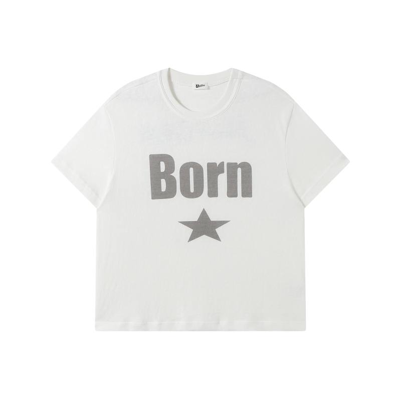 Drifta "Born Star" Born to Be a Star Round Neck Letter Print Star Pattern Short-Sleeved T-Shirt Drifta "Born Star" Born to Be a Star Round Neck Letter Print Star Pattern Short-Sleeved T-Shirt