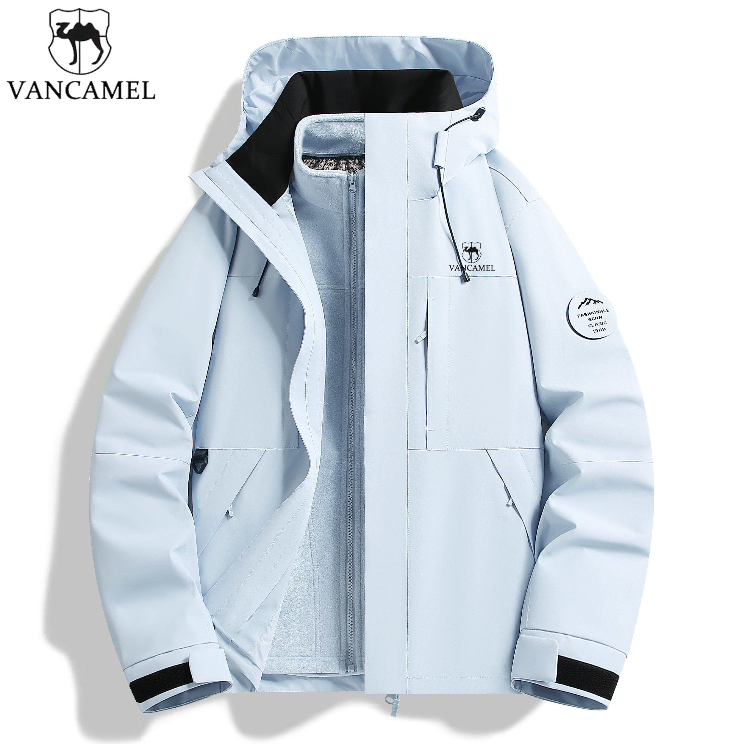 Western Camel製 男女兼用 アウトドア防水ハイキングジャケット、取り外し可能なライナー付き、3-in-1 カジュアル登山ジャケット