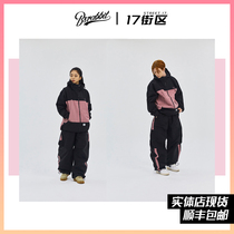 W24 new style bsrabbit Korean snowboarding suit black pink suit cotton suit warm and windproof same style for men and women