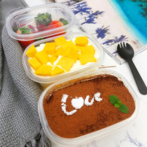 100 sets of wooden bran bean milk melaleuca cake box Tiramisu 280ml small rectangular transparent plastic packaging