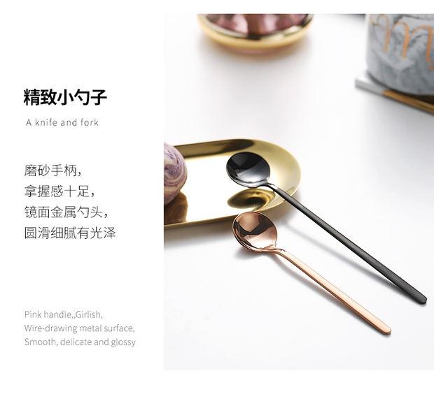Lưới cà phê đỏ thìa thép không gỉ nhỏ cá tính dài tay cầm sữa sáng tạo nhà vàng mật ong thìa thìa Bắc Âu - Cà phê tách uống cà phê