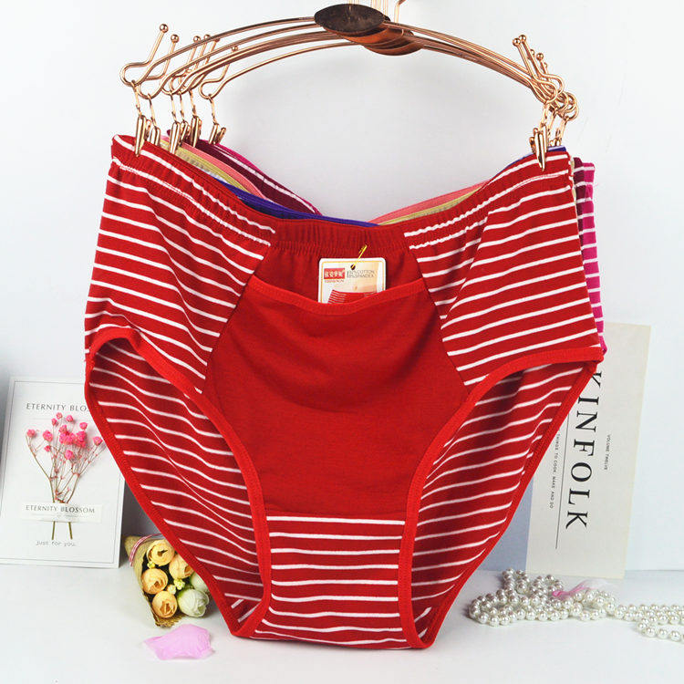 Large size anti theft pants pocket ladies triangle pure cotton briefs with pockets medium-high waist middle aged mother underpants shorts