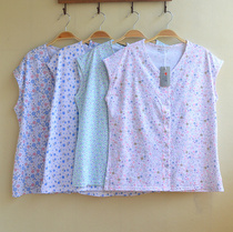 Womens cotton cardigan short-sleeved sweatshirt middle-aged and elderly open vest Old Man large size mothers pair of open underwear