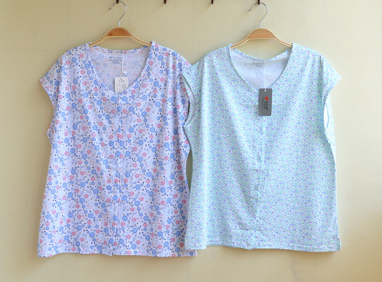Áo len cotton nữ tay ngắn tay trung niên áo vest hở cổ cho mẹ bầu size lớn để mở đồ lót áo mặc vest