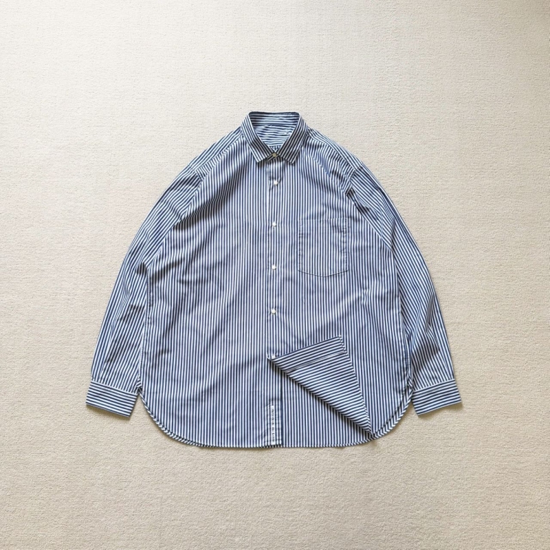 Japanese Order Exclusive Classic Striped Regular Collar Wind Shirt Vintage Long-Sleeve Shirt