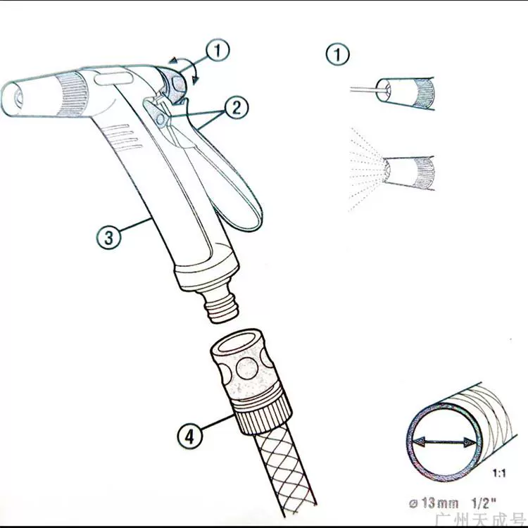 Súng rửa xe cầm tay đa năng rửa xe tưới cây súng xịt nước nhựa kỹ thuật siêu nhẹ