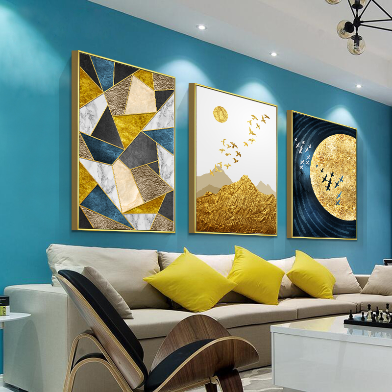 Nordic living room decorative painting modern simple sofa background wall hanging painting light luxury hanging painting abstract triptych personalized mural