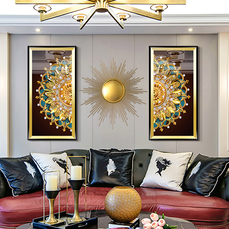 European Light Luxury Light Room Decorated American Sofa Background Wall Hanging High-end Atmospheric Iron Musram