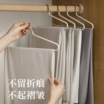 加粗款鹅型裤架家用挂裤子衣架专用无痕裤夹防滑浸塑收纳神器衣架