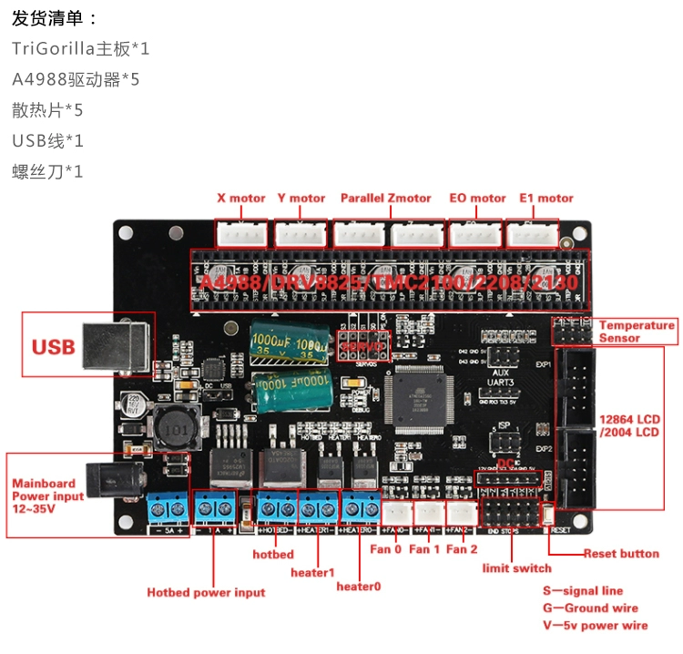 Phụ kiện máy in 3D Bo mạch chủ TriGorilla +4988 Mega2560 & RAMPS1.4 Nâng cấp - Phụ kiện máy in