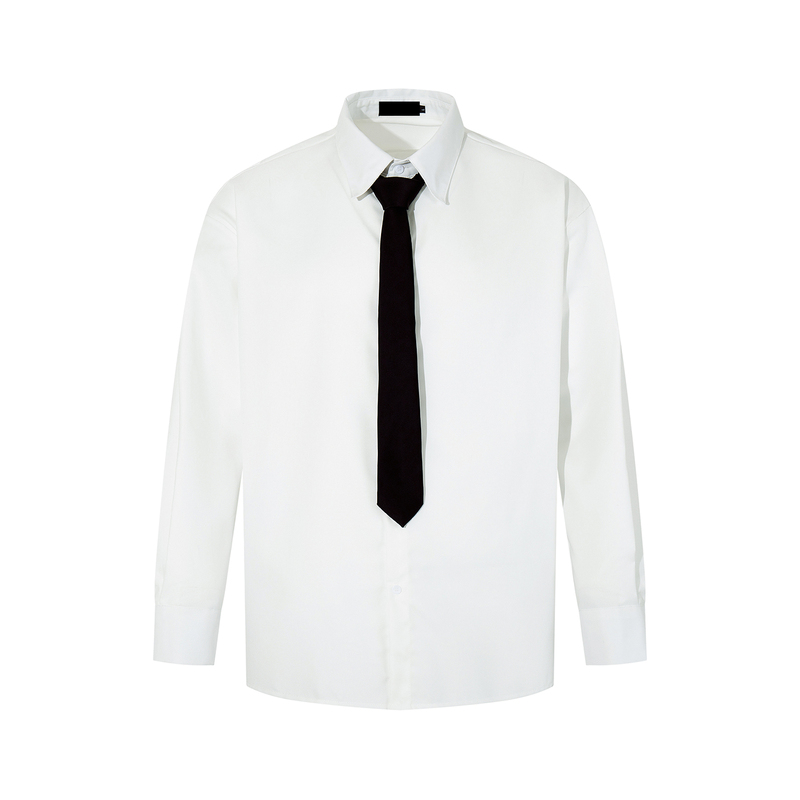 Joinboy Comes with a Tie, Cleanfit White Long-Sleeved Shirt, Casual Preppy Style High-End Shirt Jacket