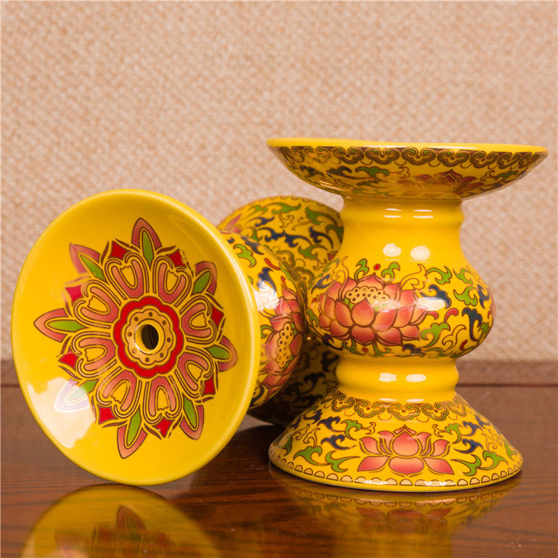 Tang Cai ceramic ghee lamp holder Lotus Candle Holder Candlestick front Buddha lamp stand for lamp base ornaments